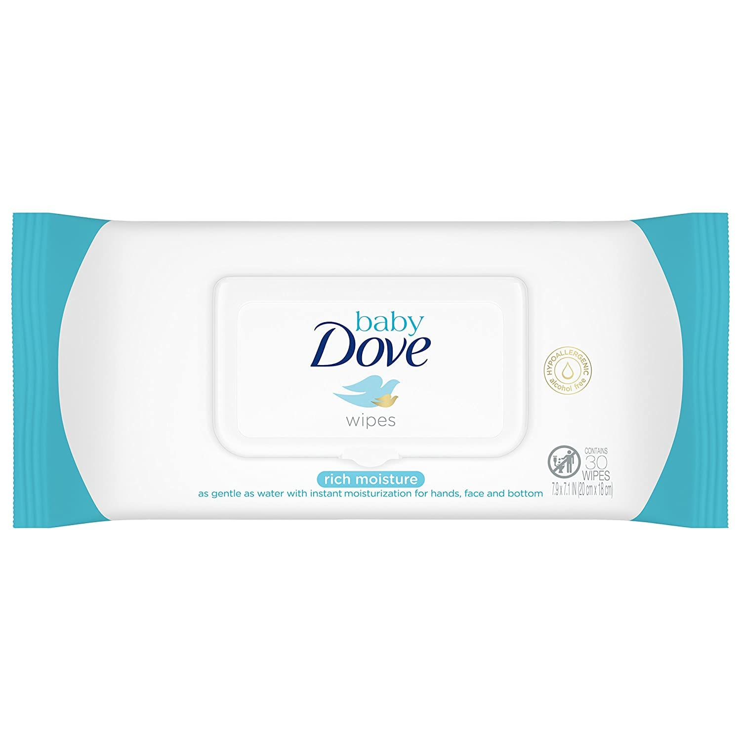 Dove Baby Wipes Rich Moisture 30 Count (6 Pack) Bulk Buy America