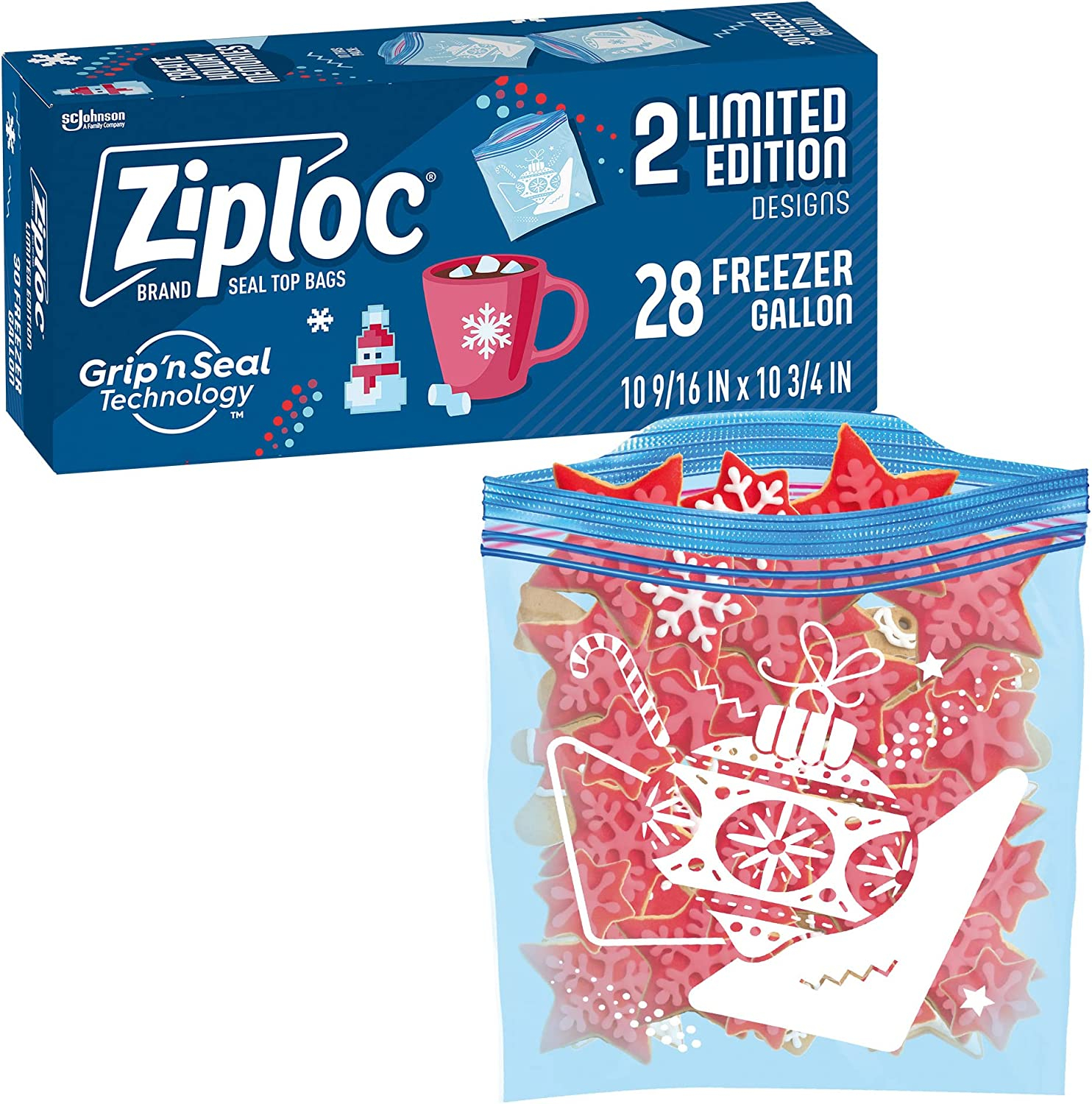 Ziploc Gallon Food Storage Freezer Bags, Grip 'n Seal Technology for