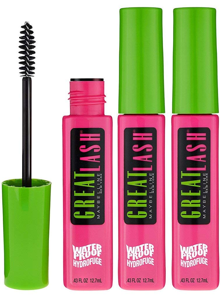 Maybelline New York Great Lash Waterproof Mascara Makeup, Very Black, 3 Count