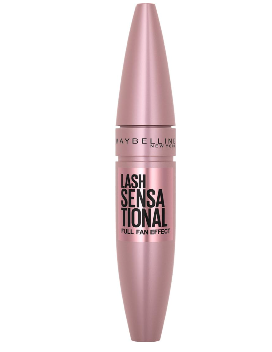 Maybelline Lash Sensational Washable Mascara, Lengthening and Volumizing for a Full Fan Effect, Blackest Black, 1 Count