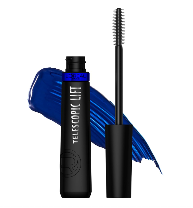 L'Oreal Paris Telescopic Lift Mascara, Lengthening and Volumizing Eye Makeup, Lash Lift with Up to 36HR Wear, Washable, Stellar Blue, 0.33 Fl Oz