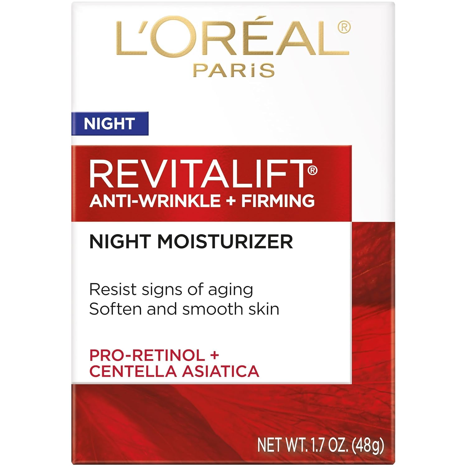 L'Oreal Paris RevitaLift Anti-Wrinkle Firming Night Cream, 1.7 Ounces Single pack