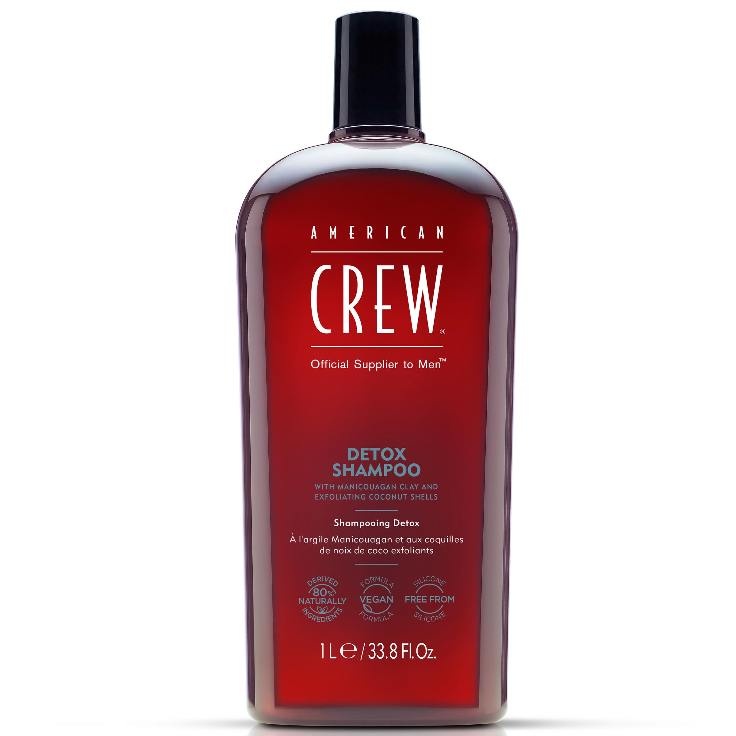 American Crew Detox Shampoo for Men, Naturally Derived, Vegan Formula, Citrus Mint Fragrance, 33.8 Fl Oz