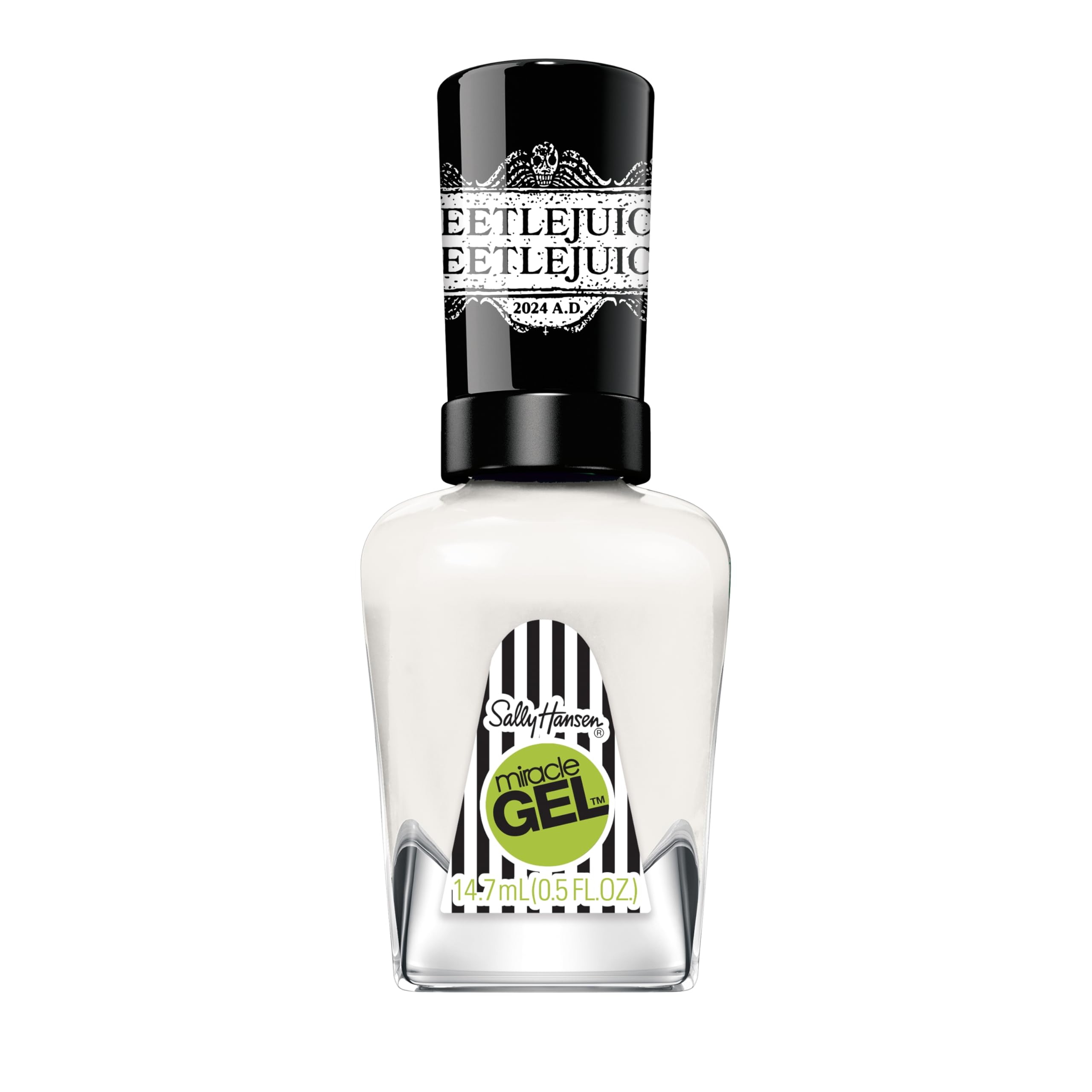 Sally Hansen Miracle Gel Beetlejuice Salon Quality Nail Polish | Gel-Like Formula, Two-Step System, No UV Light Needed, Long Lasting | Opaque, Glossy | 928 Tombstone | White Nail Polish