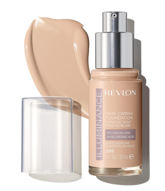 Revlon Illuminance Skin-Caring Liquid Foundation, Hyaluronic Acid, Hydrating and Nourishing Formula with Medium Coverage, 205 Natural Ochre, 1 fl ozn Illuminance Skin-Caring Liquid Foundation, Hyaluronic Acid, Hydrating and Nourishing Formula with Medium Coverage, 205 Natural Ochre, 1 fl oz