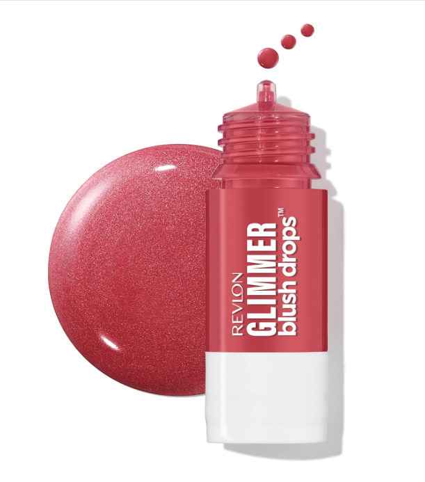 Revlon Glimmer Blush Drops, Liquid Blush for Cheeks, Liquid to Velvety Powder Finish, Glowy, High Pigment, 103 Field of Roses, 0.32 fl oz