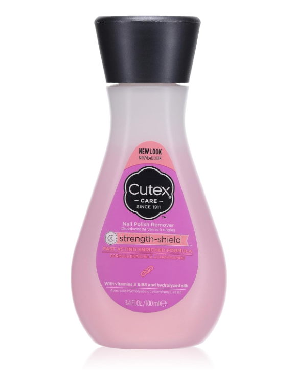 3mkRBP Cutex Nail Polish Remover Strength-Shield, Acetone Nail Polish Thinner, Protects Healthy Nails with Vitamin E, B5 and hydrolyzed Silk, Quick and Easy Removal, Non Drying, 3.4 Fl. Oz Each - Image 1
